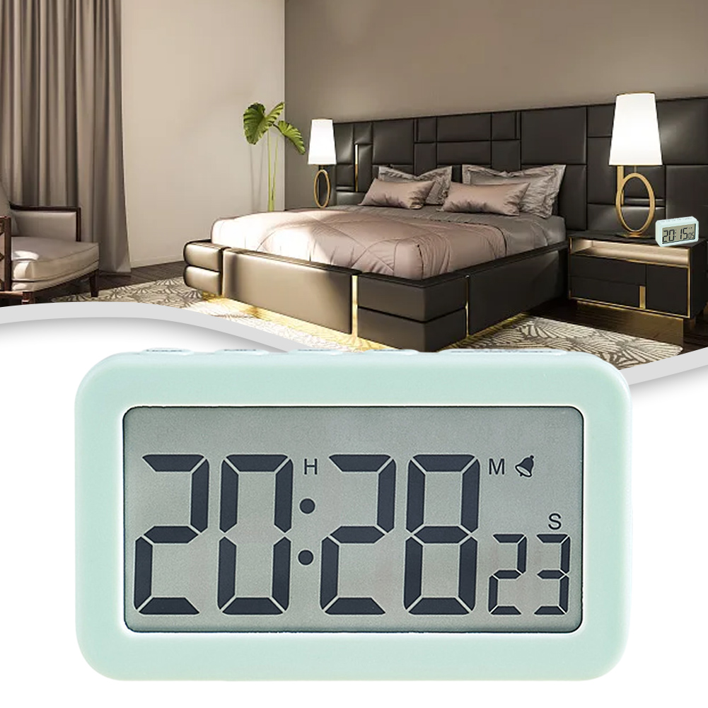 Led Desk Clock - White Pink Light Green LED Digital