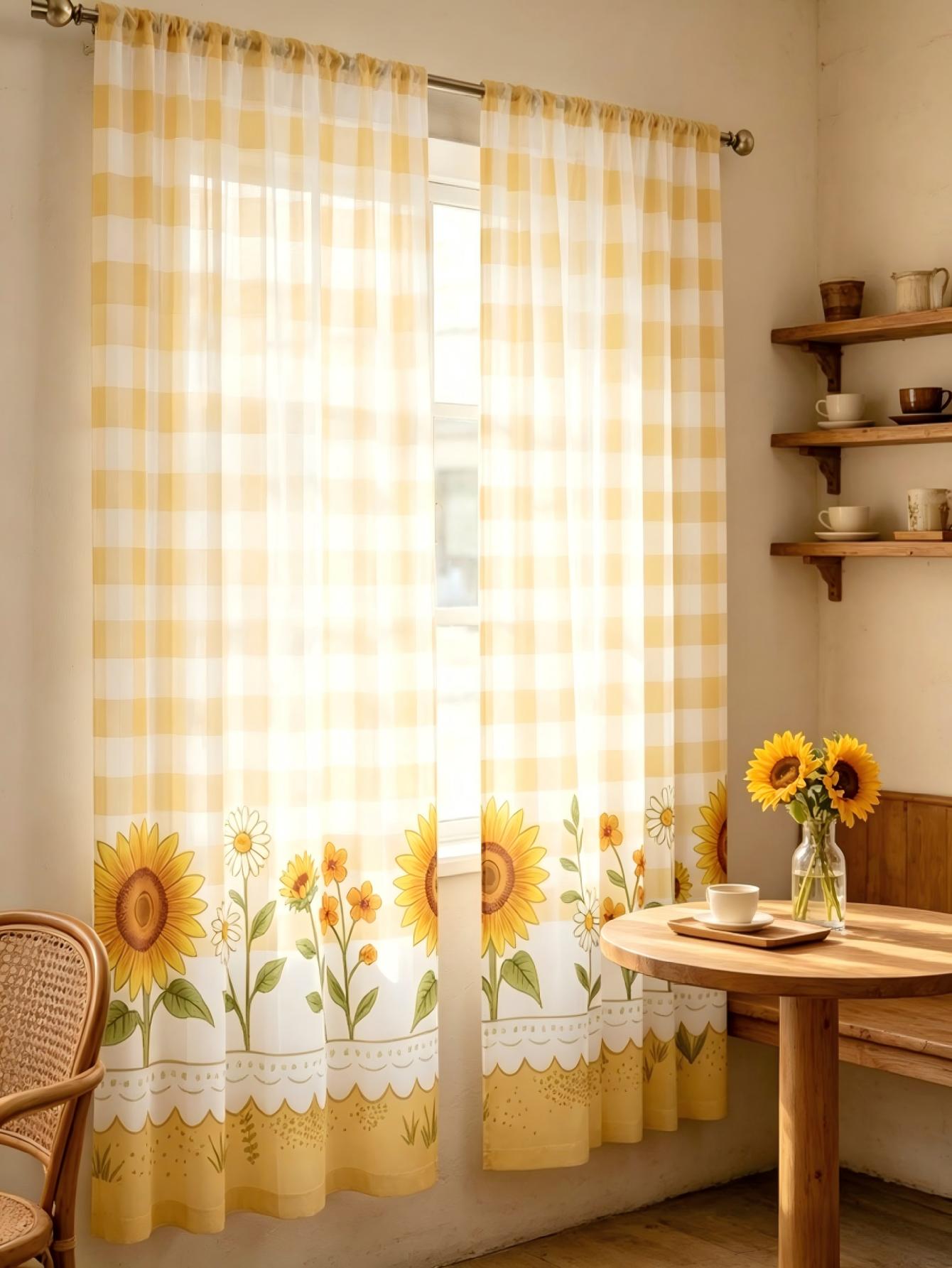 2PCS Digital Print Sheer Curta - Home Office Rate recension och pris