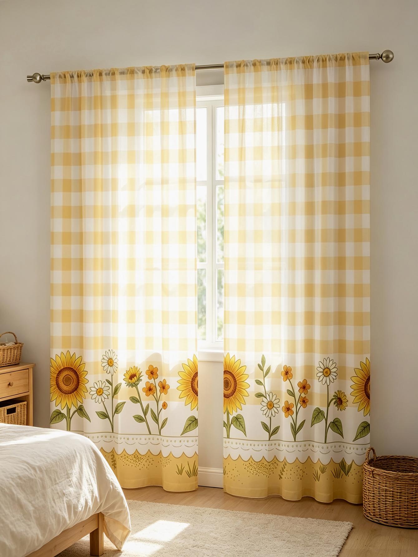 2PCS Digital Print Sheer Curta - Home Office Rate recension och pris