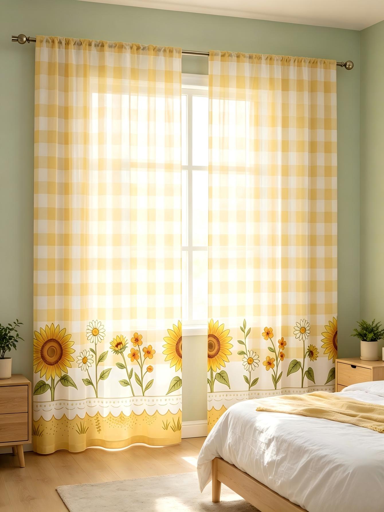 2PCS Digital Print Sheer Curta - Home Office Rate recension och pris