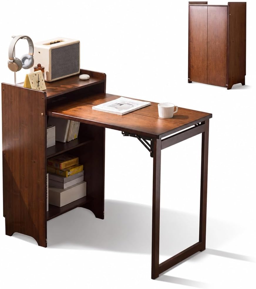 Bamboo Folding Desk With Stora - Home Office Hideaway Desk recension och pris