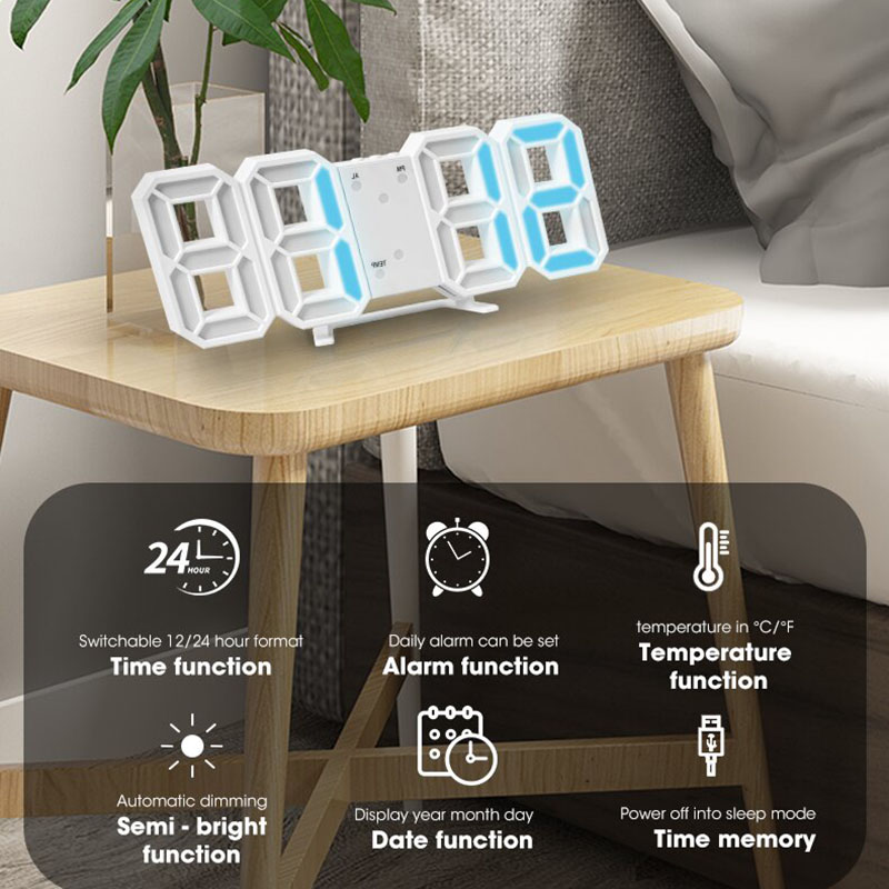 3D Digital Alarm Clock Wall LE - Led Desk Clock recension och pris