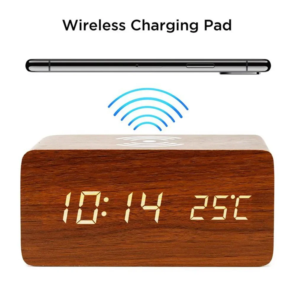 Alarm Clock LED Digital Wooden - Led Desk Clock recension och pris