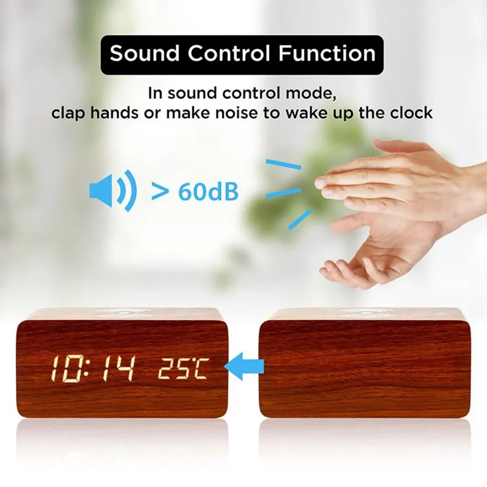 Alarm Clock LED Digital Wooden - Led Desk Clock recension och pris