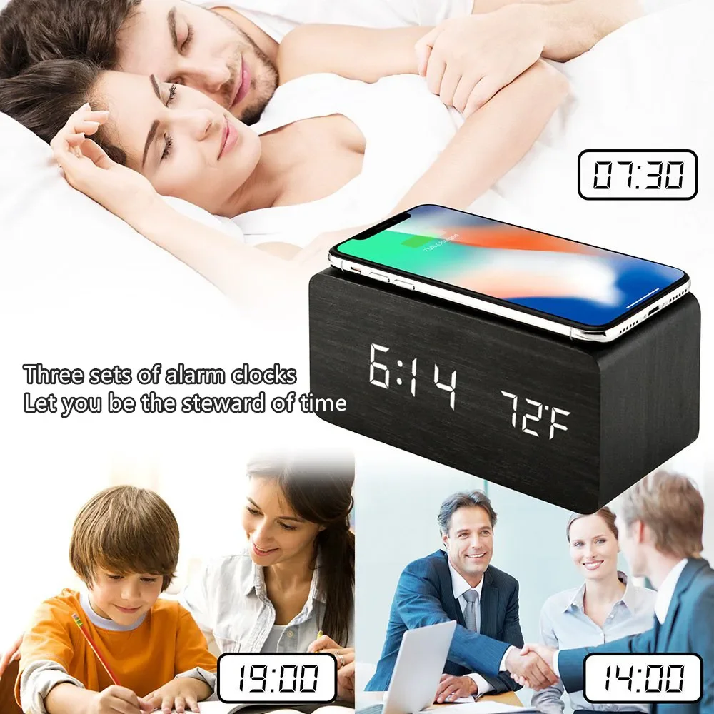 Alarm Clock LED Digital Wooden - Led Desk Clock recension och pris
